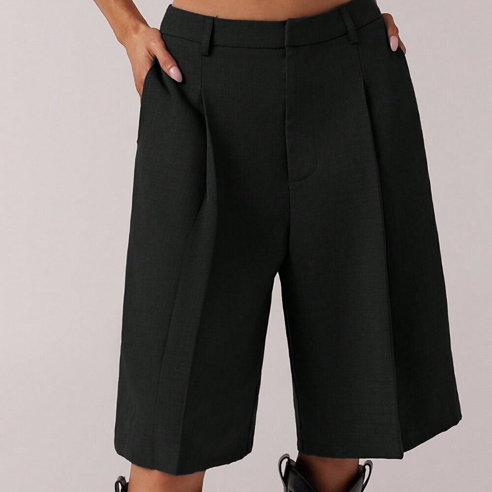 Black Casual Women's Bermuda Shorts pants
